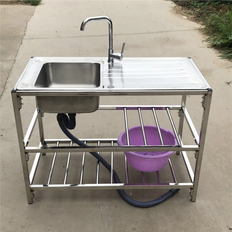 Kitchen stainless steel sink, simple wash basin bracket, single sink, vegetable basin, integrated operation countertop