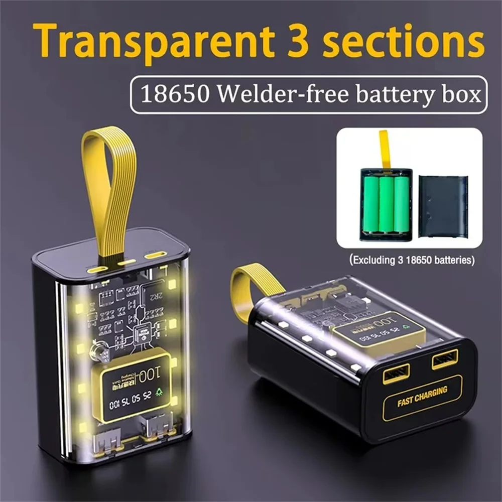 3*18650 Battery Storage Box Power Bank Cases Night Light Dual USB Charging DIY Shell 18650 Battery Storage Box for iPhone Xiaomi