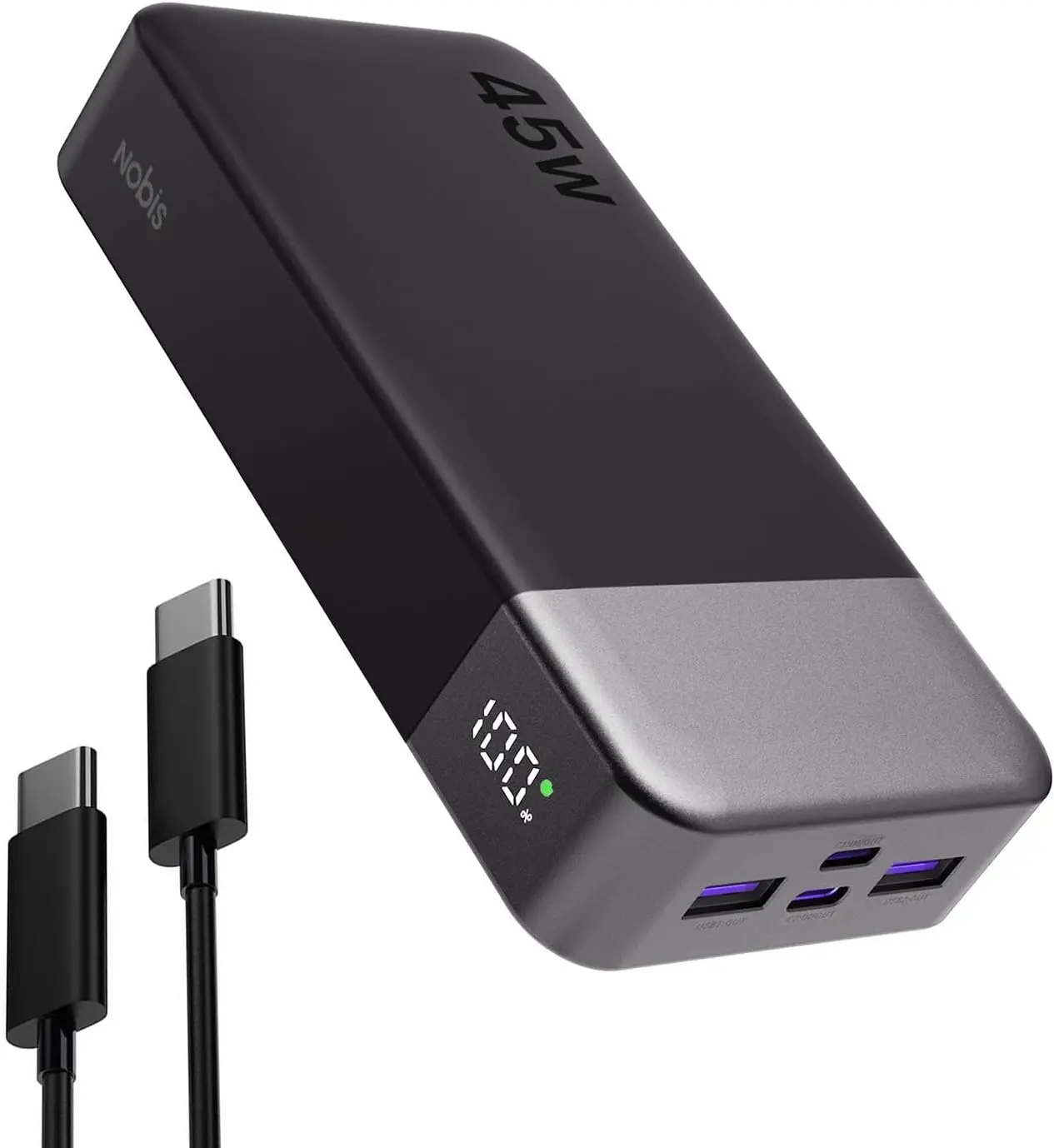NOBIS 20000mah Power Bank 45W Fast Charging Battery Pack with LED Display for iPhone Android Laptop etc