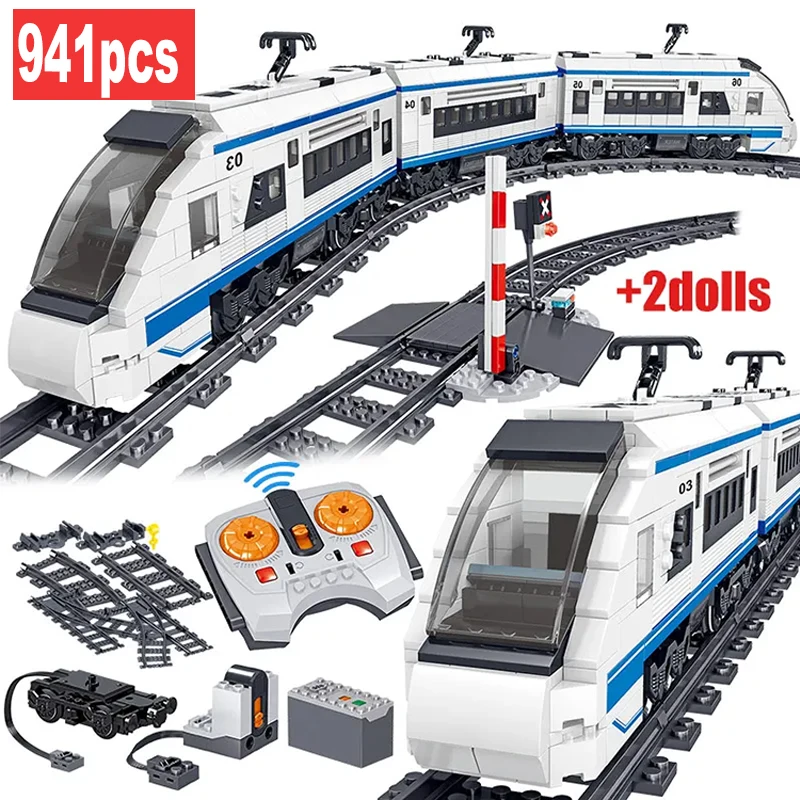 941pcs City Electric Harmony Rail Remote Control Building Blocks High-speed Rail Train Track RC Car Brick Toy for Children Gifts