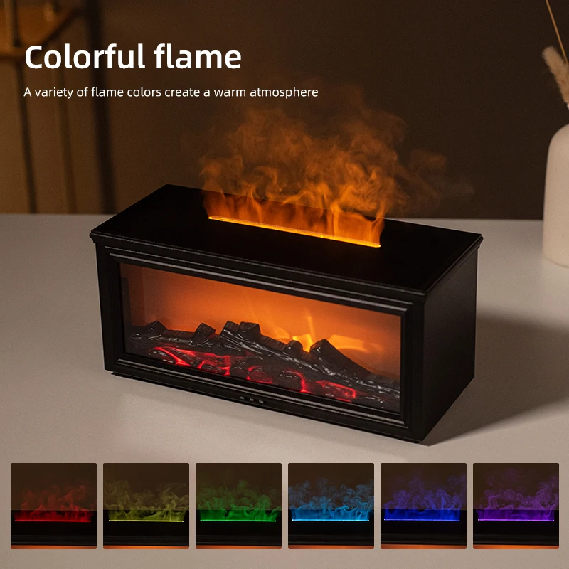Simulated Fireplace 7 colors Flames Aroma Diffuser Aromatherapy Essential Oils Ultrasonic Air Humidifier Sprayer Remote Controls