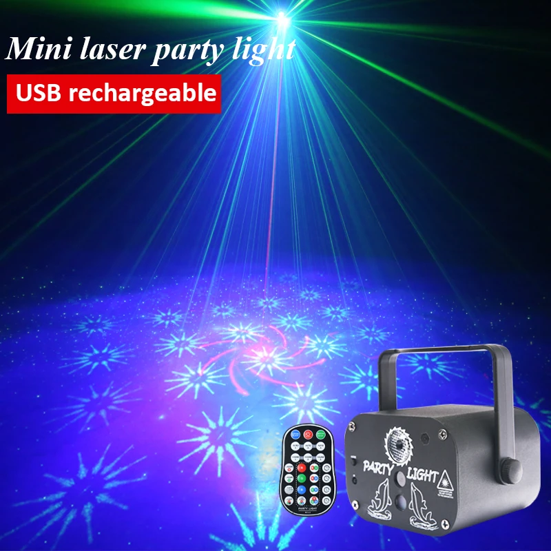 USB Laser Party Light Mini 60 Patterns Projector With Remoter Sound Activated Disco Christmas Holiday Decoration