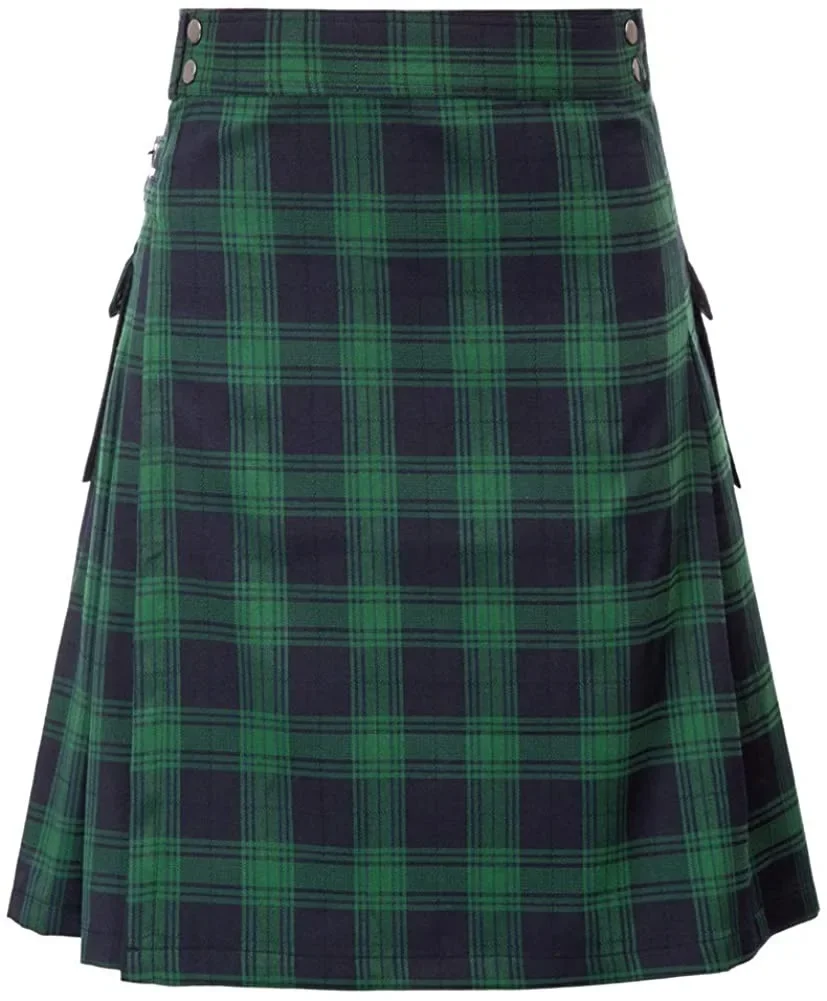 Skirt Contrast Plaid Pleated Men's Scottish Holiday Skirt Printed High Waist Medival Cosplay European Clothing
