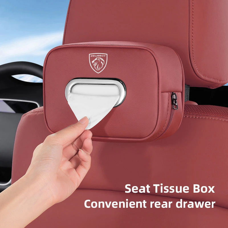 Leather Tissue Box Tissue Bag Car Accessories For Peugeot Landtrek 408 308 5008 208 2008 3008 508 301 108 608 4008 Rifter e-Expe