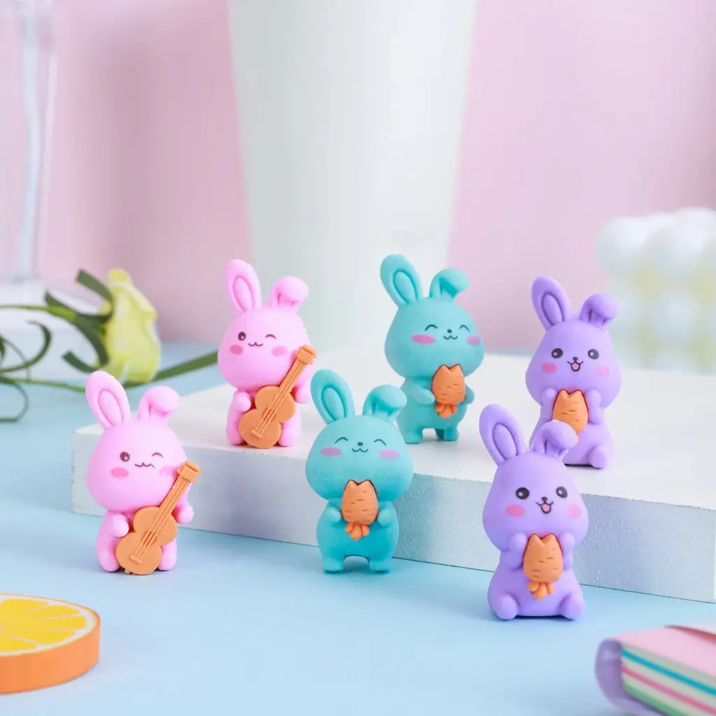 1-3-36 pcs Cartoon Cute Rabbit Rubber Eraser For Kids Novelty Stationery