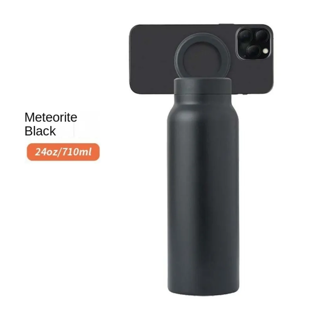 24 Oz Sports Water Bottle Stainless Steel Large Capacity Insulated Water Flask Bottle with Magnetic Phone Holder Insulated Mug