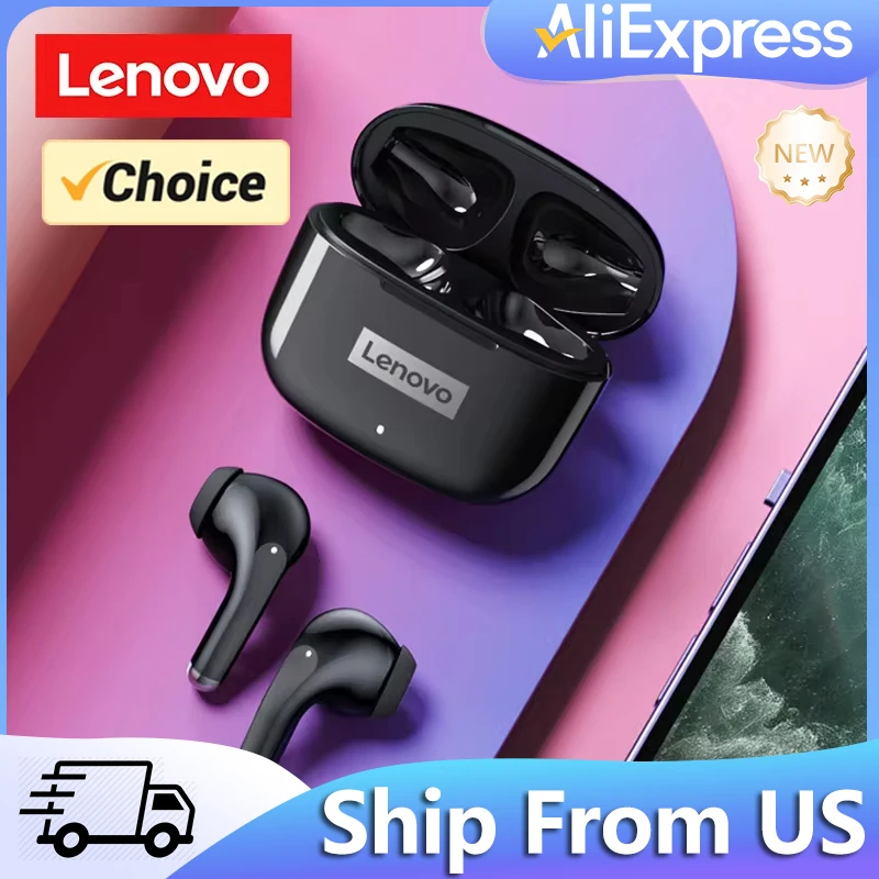 Ship From US Lenovo LP40 Pro Bluetooth Wireless Earphones Noise Reduction Low Latency Headphones Music Gaming Dual Mode Earbuds