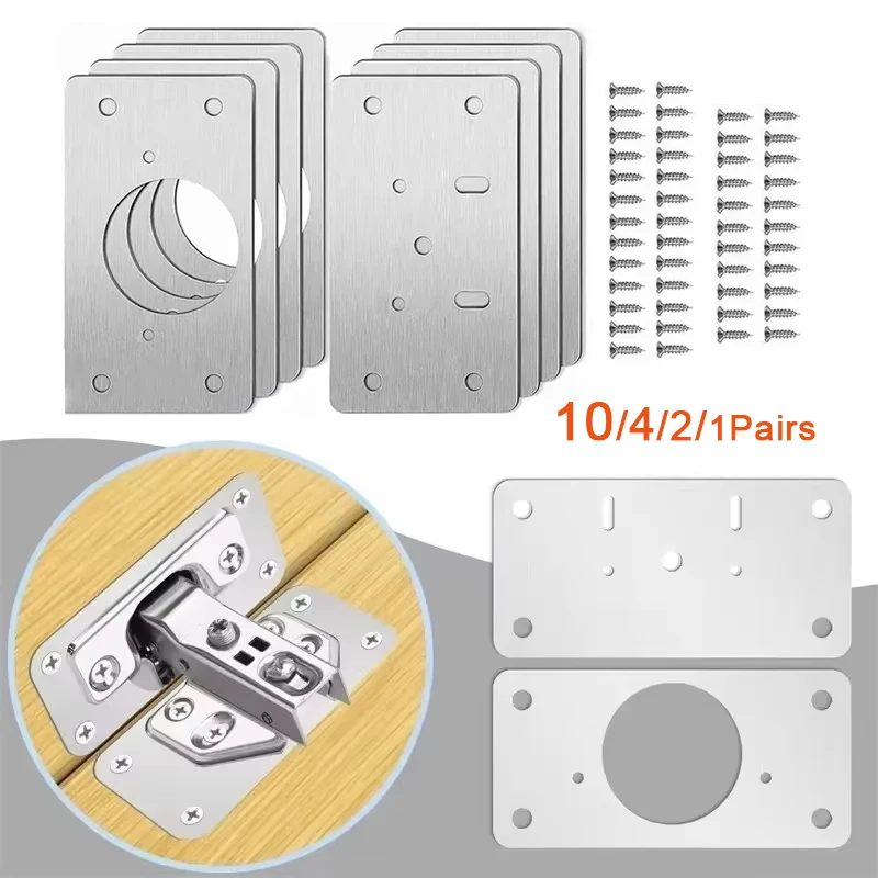 Kitchen Cupboard Door Hinge Mounting Plate With Holes Household Tools Cabinet Hinge Repair Plate Kit Flat Fixing Brace Brackets