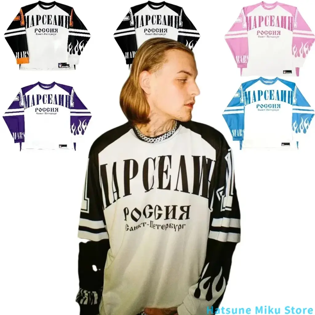 Casual Y2K Streetwear марселин Jersey Long Sleeves T shirts Men Women Baseball Harajuku Jersey Tops Oversized Classic Clothing