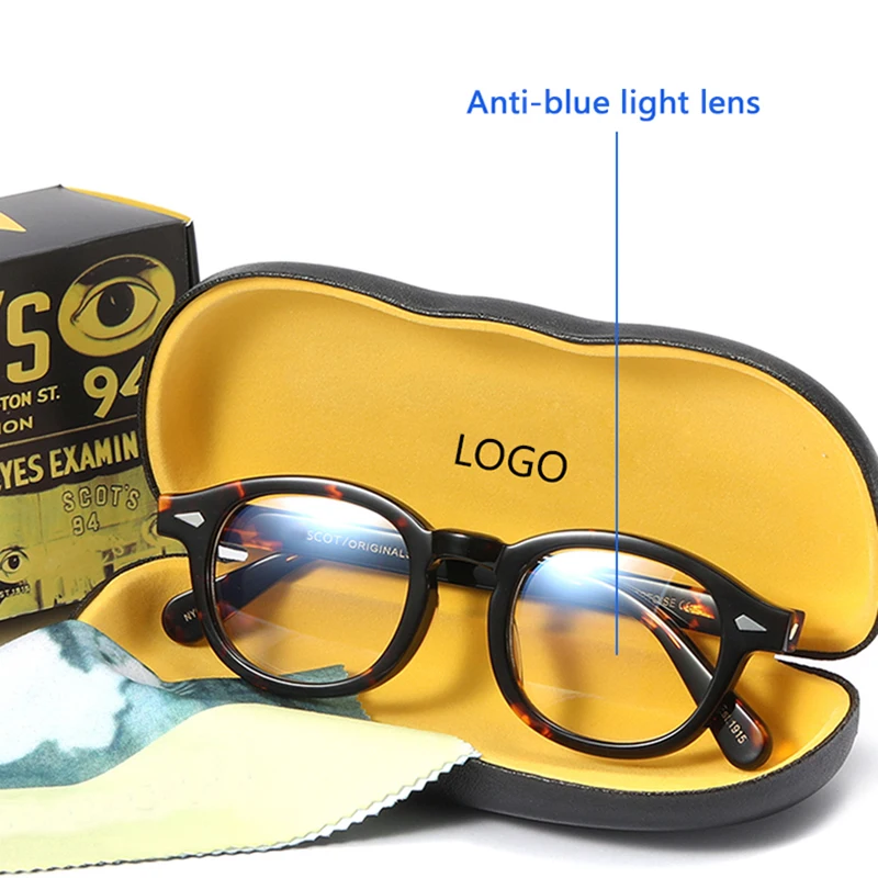 Johnny Depp Anti Blue Light Glasses Man Lemtosh Eyeglasses Woman Vintage Acetate Frame Luxury Brand Computer Phone Goggles