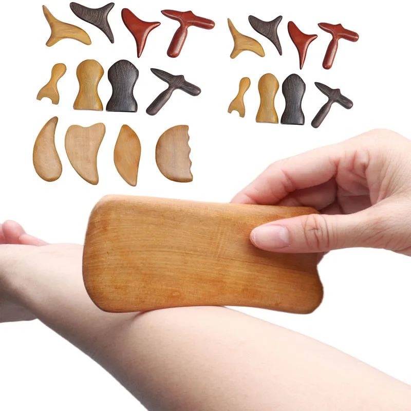 Wood Trigger Point Massage Gua Sha Tools,Professional Lymphatic Drainage Tools,Wood Therapy Massage Tools for Back Leg Hand Face