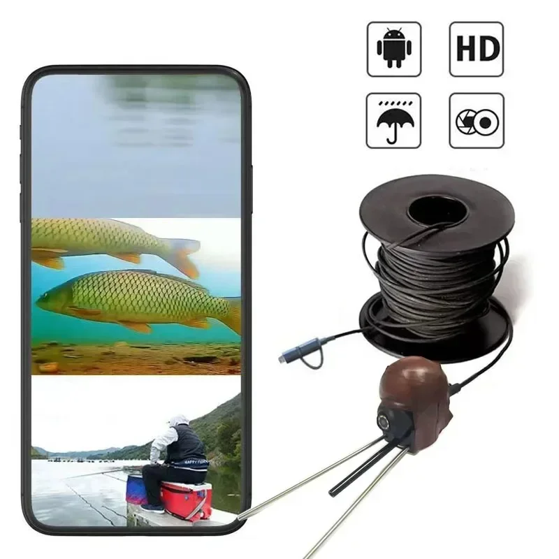 Capture Every Moment of Your Fishing Journey with 3 in 1 Port Fish Camera - IP68 Waterproof and HD Recording include 8LED lights