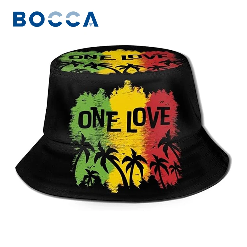 Bocca Rasta Lion Bucket Hat Jamaican Bob Marley Fisherman Hats Letter Printing Panama Cap For Men Women Summer Travel Beach Sun