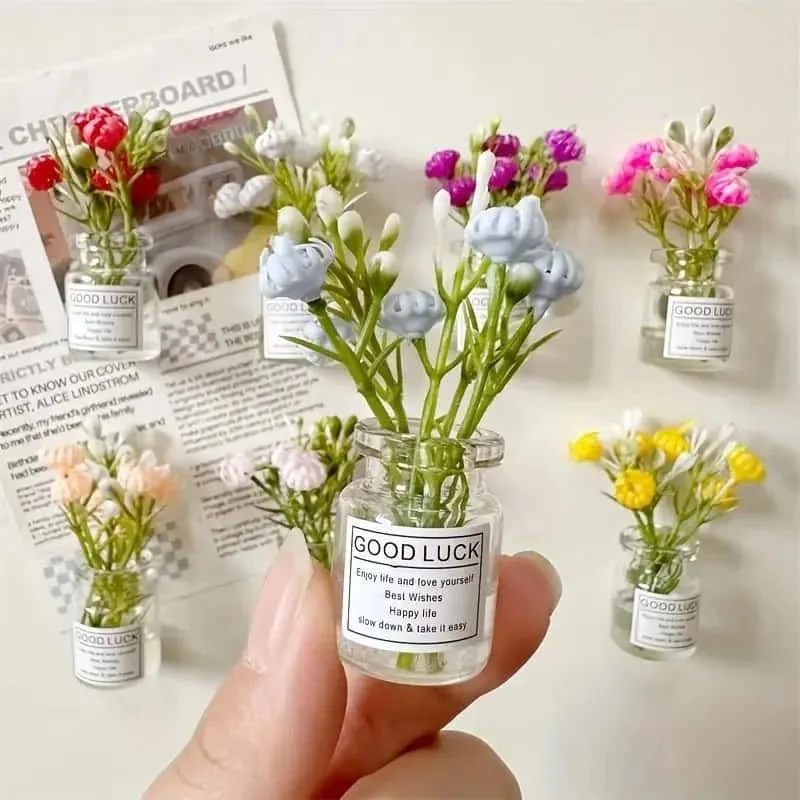 8pcs Mini Small Vase Magnets Cute Mini Refrigerator Magnets 3D Vase Fun Refrigerator Accessories Kitchen Decoration Holiday Gift