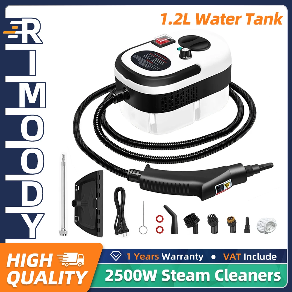 Rimoody 2500W Steam Cleaner 1.2L High Temperature Pressurized Steamer 6 Adjustable Gears Disinfection for Home Kitchen Car FURN