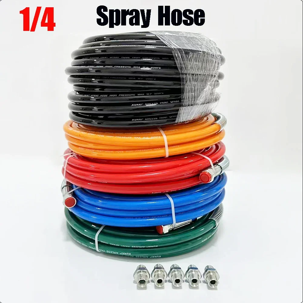 0.5/1/2/3/5/8/10/13/15/18/20/25/30/35/40M 1/4" BSP Spray Hose Airless Hose 7250Psi High Pressure Pipe Airless Sprayer Paint Hose