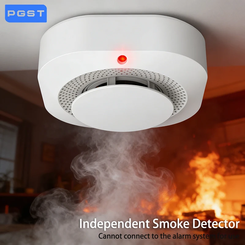 PGST Independent Home Smoke Alarm Sensor Detector Security Protection House Fire Alarm Smoke Detector Sensor High Sensitivity