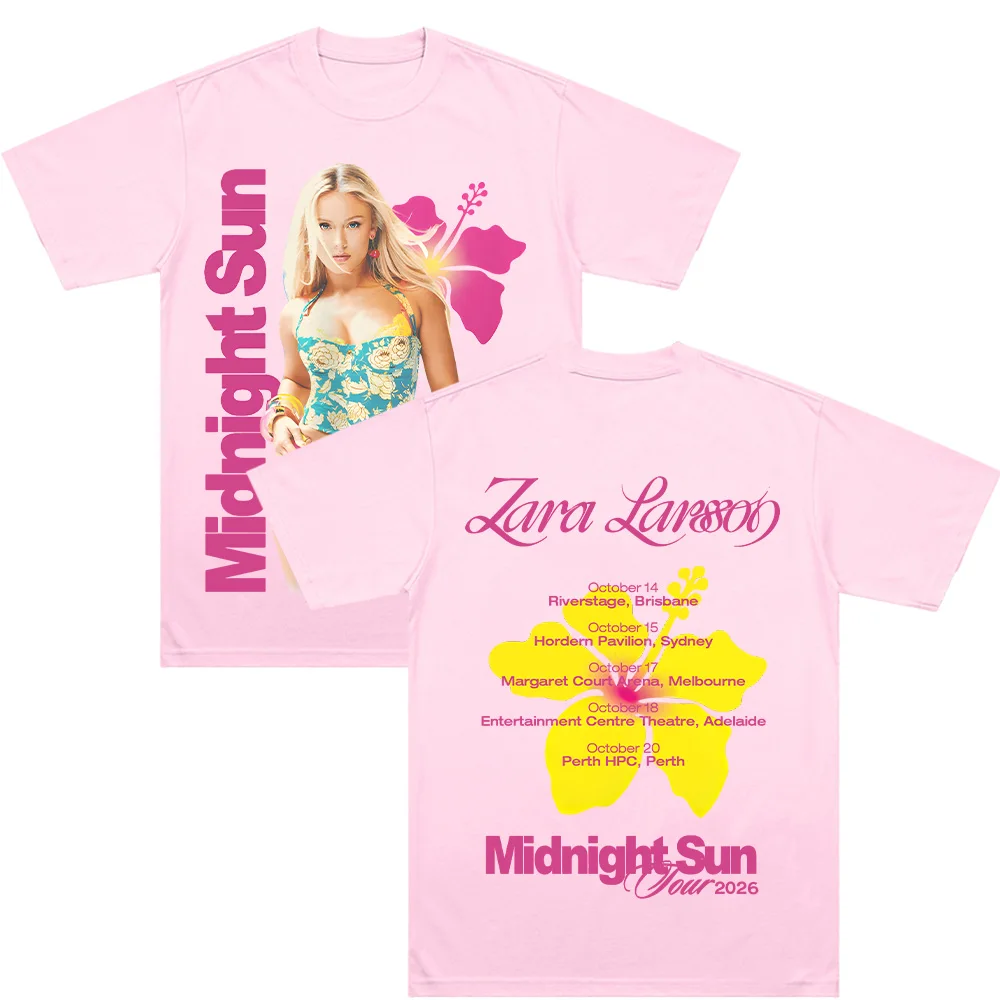 Midnight Sun Tour 2026 T Shirts Z-Zara Larsson Graphic Clothes Y2k Hip Hop Women Men Streetwear Pure Cotton Soft Casual Tee Chic