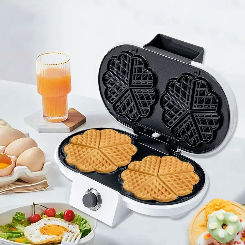 Household Love Waffle Maker, Sandwich Maker, Multifunctional Double Plate Waffle Maker Heating Electric Cake Pan Breakfast Maker