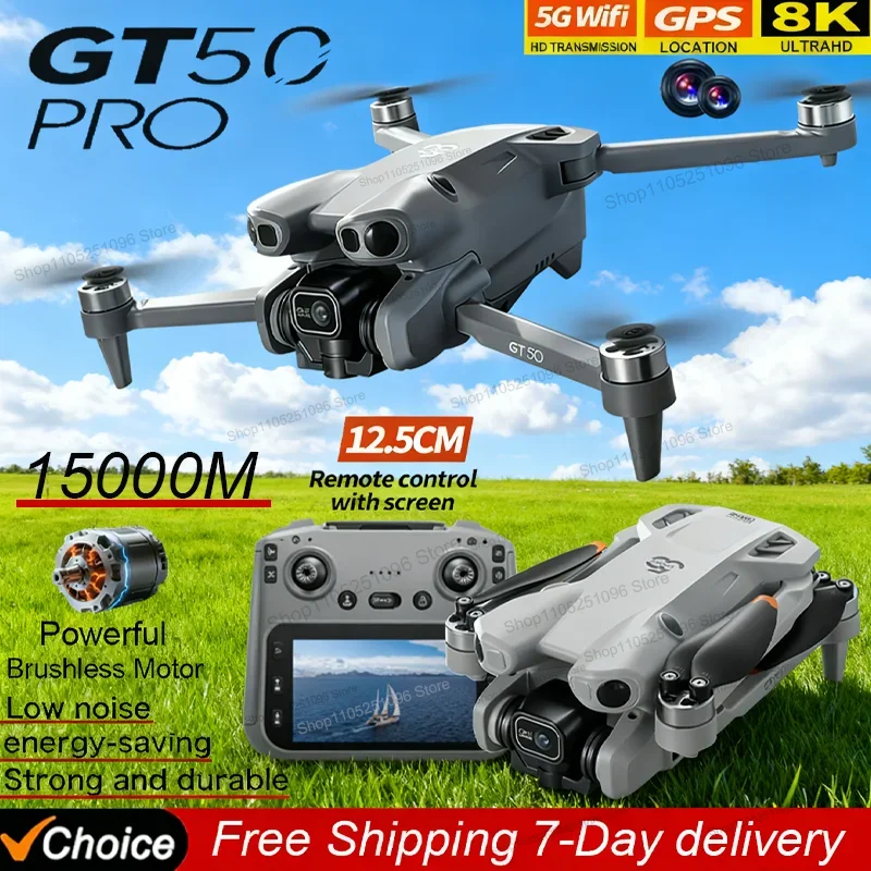 NEW GT50 PRO RC Drone 8K HD Dual Cameras WiFi GPS 20mins Flight Aerial Photography Quadcopter Remote Control UAV Boys Toys Gifts