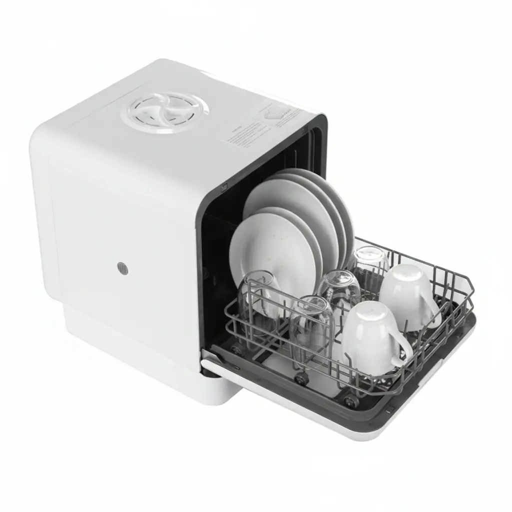 Countertop Dishwasher No Hookup Needed Portable Dishwasher 360° Dual Spray High-Temp& Air-Dry Function for Apartments& RVs