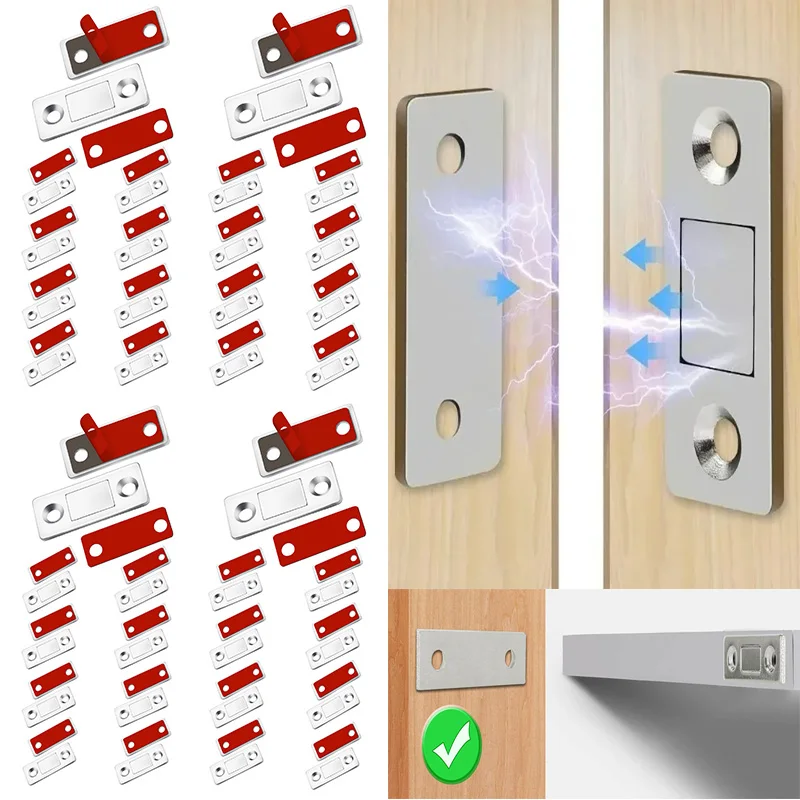 Strong Magnetic Cabinet Catches Ultra-Thin Door Magnets Stops Invisible Adhesive Drawer Magnet Catch for Kitchen Closet Closer
