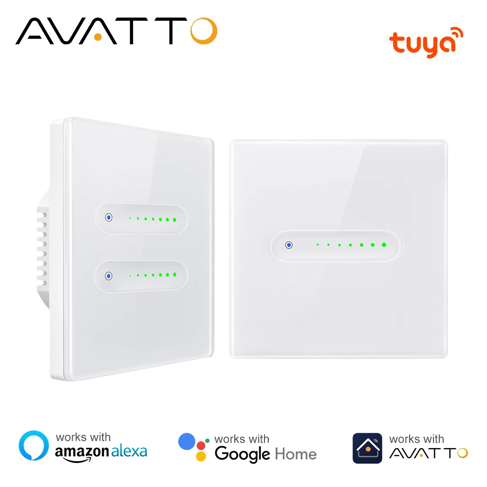 AVATTO Tuya WiFi Smart Dimmer Switch,1/2 Gang EU Dimmer Light Switch Touch Panel Percentage Adjustment Support Alexa Google Home