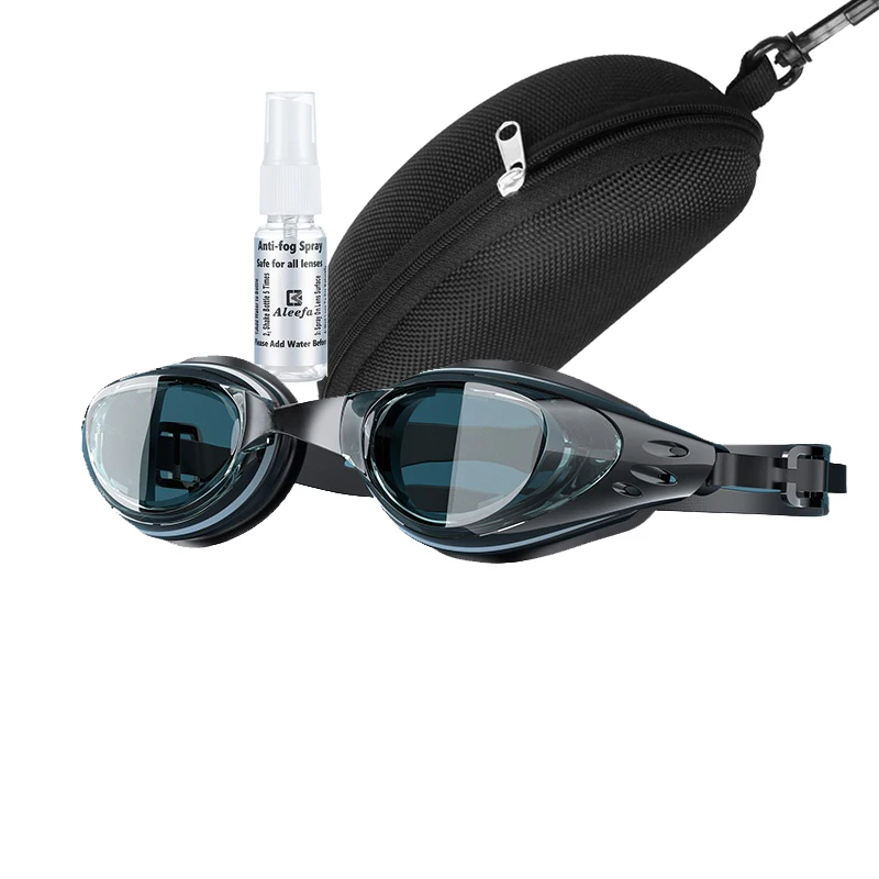 Custom Myopia Prescription Swim Goggles for Adult Kids, Anti-Fog,Left/Right Different Power (-6.0 to Plano), Adjustable Strap