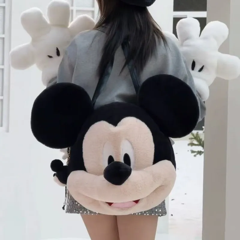 New Cute Plush Cartoon Mickey Big Face Backpack for Girlfriend Travel, High Beauty Doll Backpack, Lightweight and Versatile
