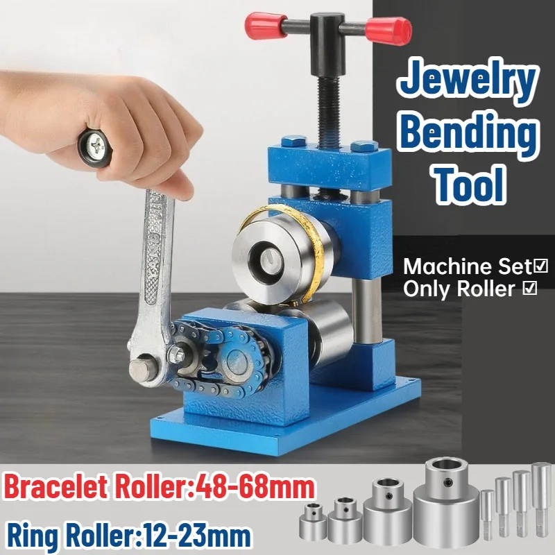 Jewelry Bending Machine Manual Rolling Mill with 56mm 18mm Rollers Hand Crank Ring Bender Tool Jewelry Processing and Repair