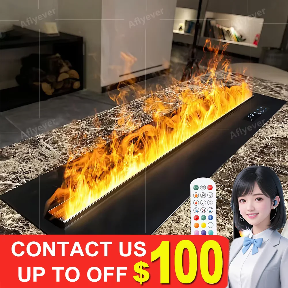 Smart Home 3D Atomized Fireplace with LED Colorful Flame ECO Water Vapor Indoor Electric Fireplace for TV Wall Living Room Decor