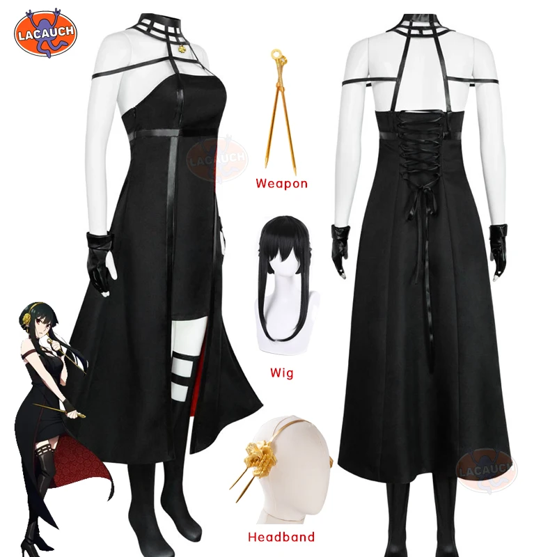 Thorn Princess Yor Forger Cosplay Costume Anime Spy X Family Cosplay Dress Suit Wig Weapon Yor Briar Skirt Headband Socks Set