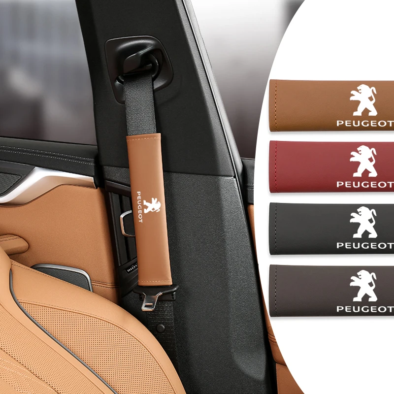 Car Seat Belt Shoulder Pad PU Leather Protection Cover For Peugeot 208 3008 308 2008 207 107 508 607 106 406 407 307 206 301 408