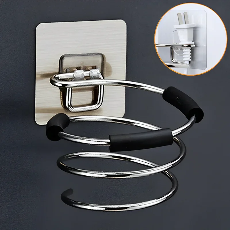 Bathroom Hair Dryer Holder Free Punching Hair Care Tools Holder Adhesive Wall Mount Barber Salon Tools