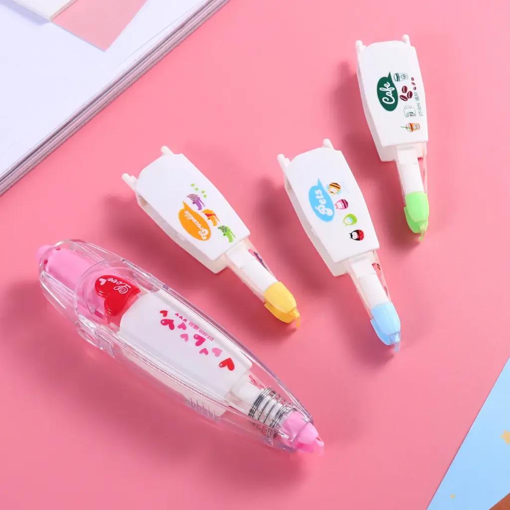 Correction Tape Set Kawaii Push-Style Design For School Office Supplies Art Craft Use With Replacement Core