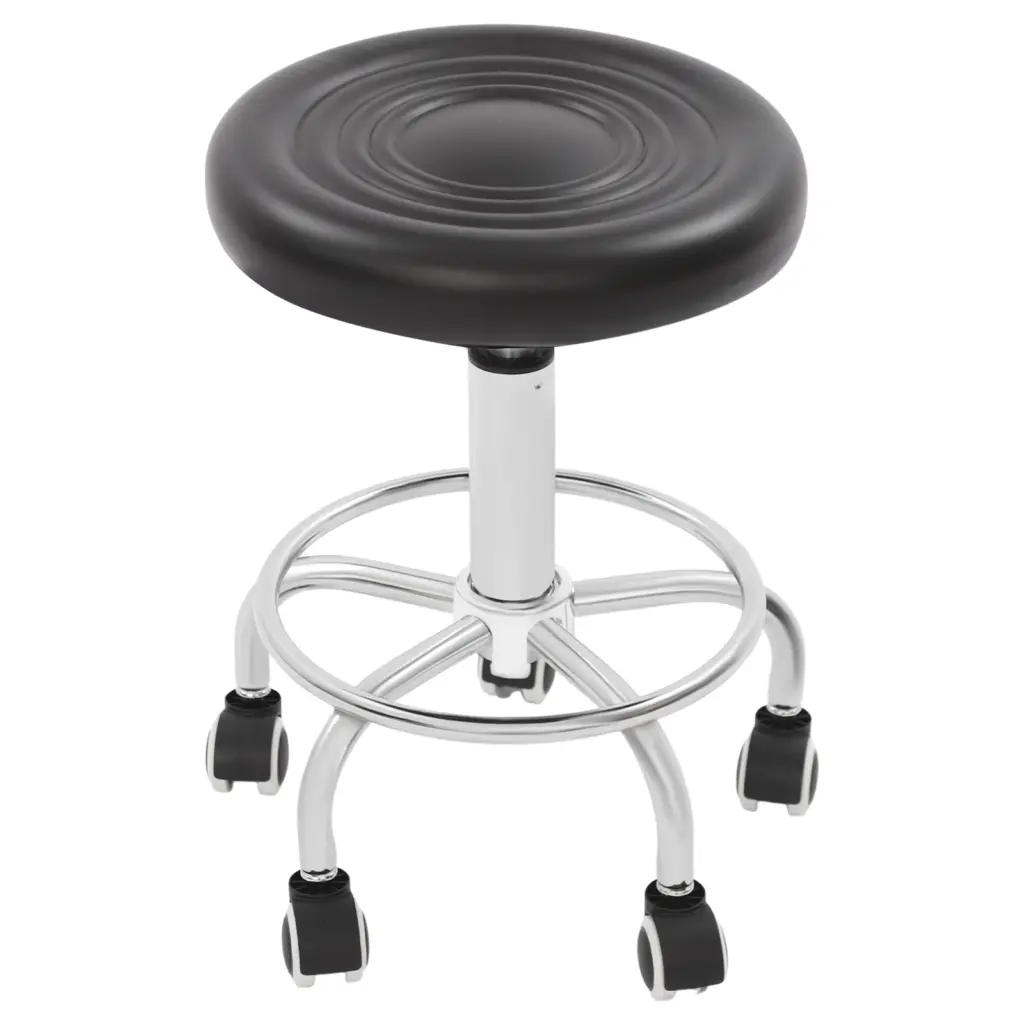360° Rolling Bar Stool, Adjustable Height Comfortable Rotating Work Chair,Home/Office/Bar/Beauty Salon Chair,Black/White