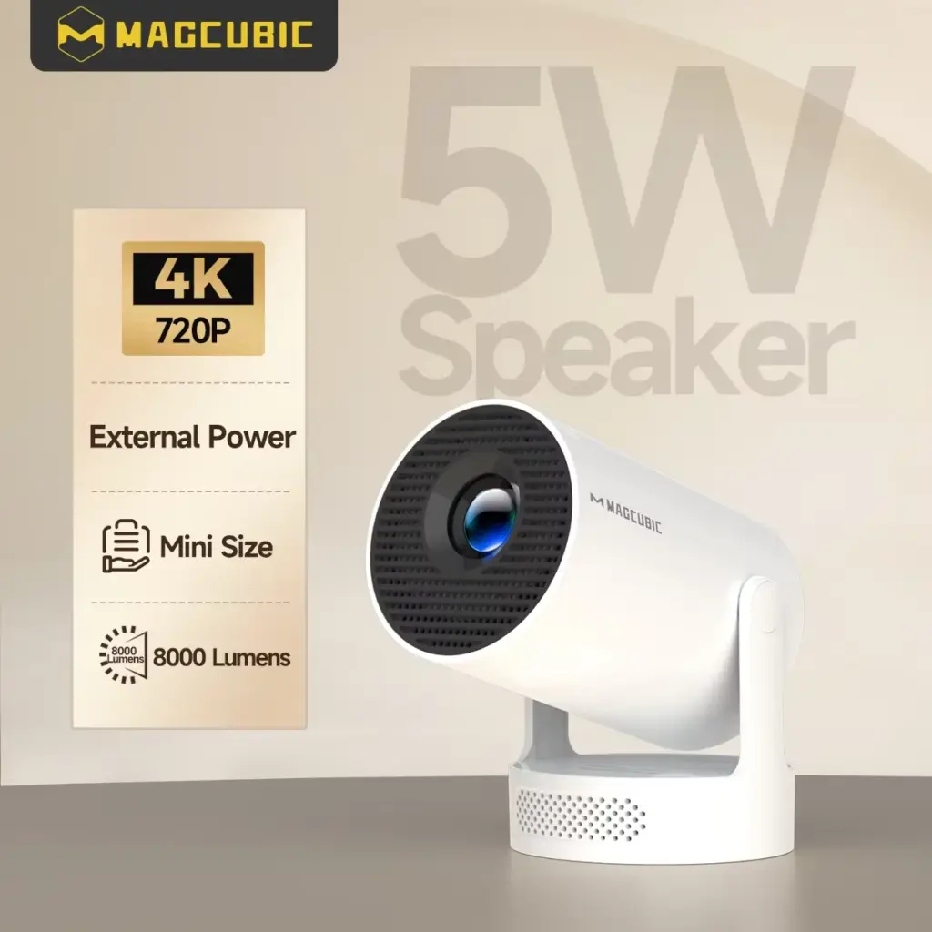 Magcubic 4K Android 11 Portable Projector 8000 Lumens WiFi 6 BT5.4 Outdoor Theater 5W HiFi Speaker 720P HD Supported HY300 Pro+
