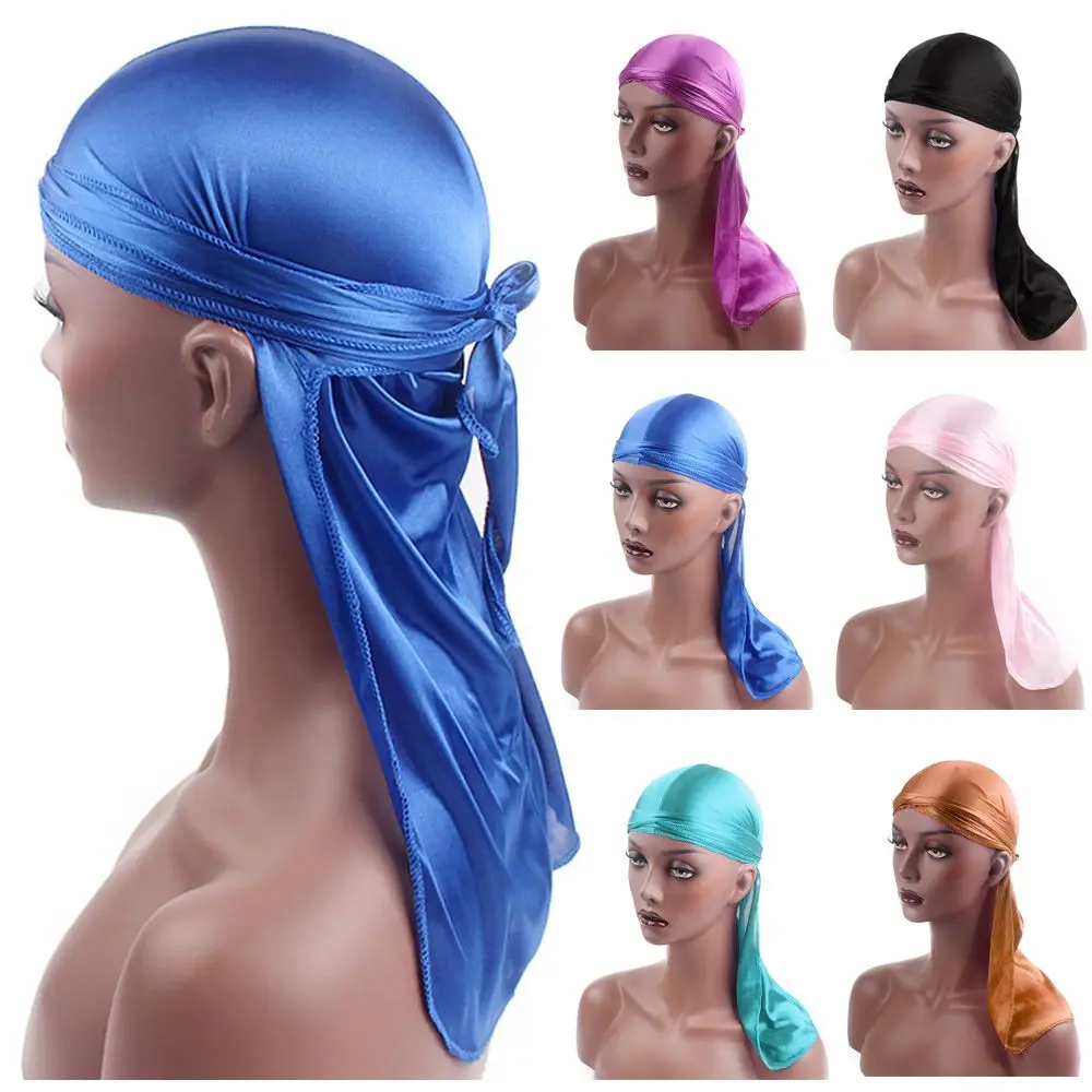 Men Women Adjustable Pre-Tied Headwrap Chemo Cap Turban Hijab Bandana Silk Durag Pirate Hat