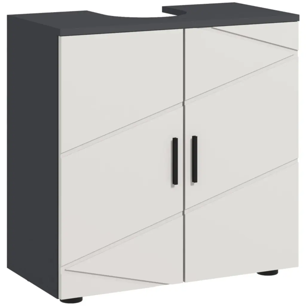 Pedestal Sink Bathroom Cabinet, Bathroom Vanity Unit with 20 x 20cm "U" Cut-Out and Adjustable Shelf, Light Grey