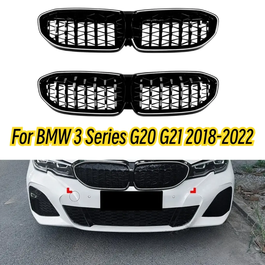 LED Light Racing Grill Accessories Car Front Bumper Kidney Grille For BMW 3 Series G20 G21 G28 320i 325i 330i 2019-2022