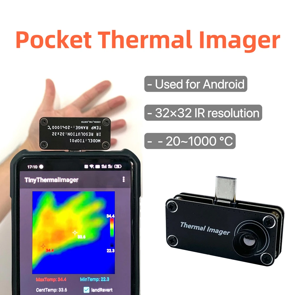 Android mobile phone thermal imager 32*32 resolution Type-C interface temperature measurement tool thermal imager