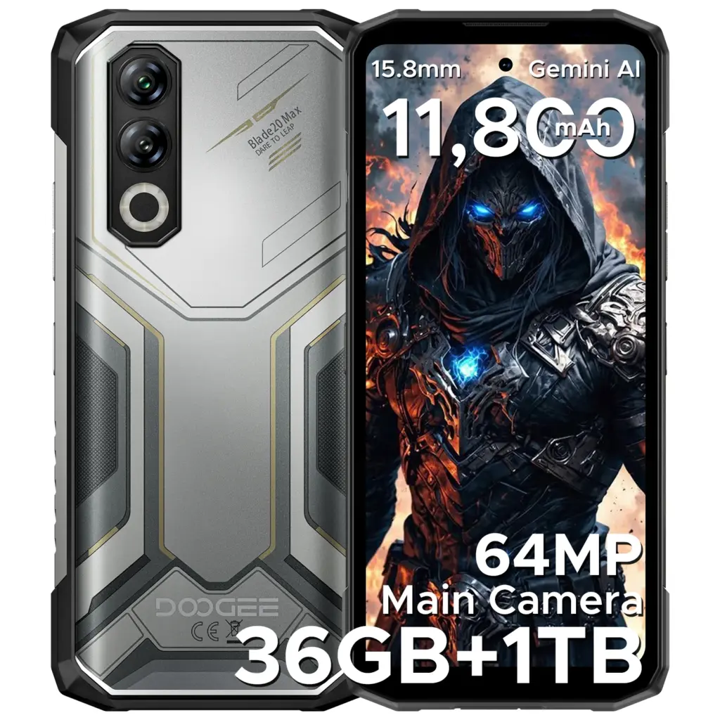 DOOGEE Blade20 Max Rugged Phone 36GB(12GB+24GB) RAM 1TB ROM 6.6'' Display 11800mAh Battery 64MP AI Camera Android 15 Smartphone