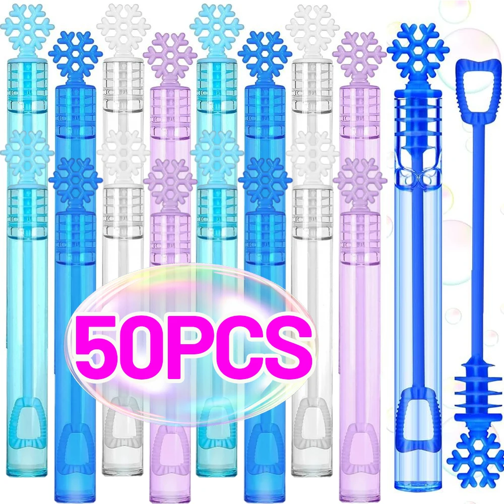 50/10PCS Snowflake Bubble Tube Clear Empty Bubbles Soap Bottles Wedding Gifts for Guests Birthday Party Decorations Kids Toys