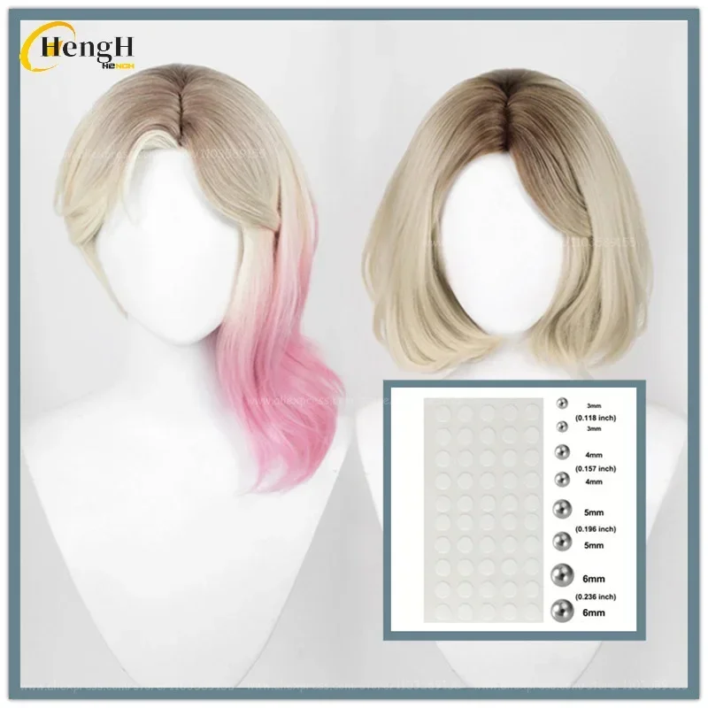 In Stock Synthetic Anime Gwen Stacy 35cm/45cm Gradient Cosplay Wigs With Eyebrow Stud Gwen Heat Resistant Hair Wigs + A Wig Cap