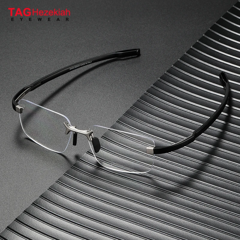 TAG Hezekiah Titanium Glasses Frame Men Brand Design Rimless Square Eyeglasses Frames Women Frameless Ultralight Eyewear TH50004