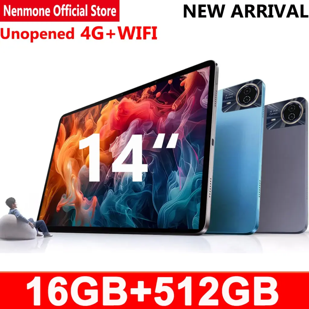 Nenmone Mpad15 14 Inch Tablet Android 14 16GB+512GB 1920*1200 4G Phone Call Tablet 14inch Bluetooth 5G WiFi Pad 12000mAh 32MP