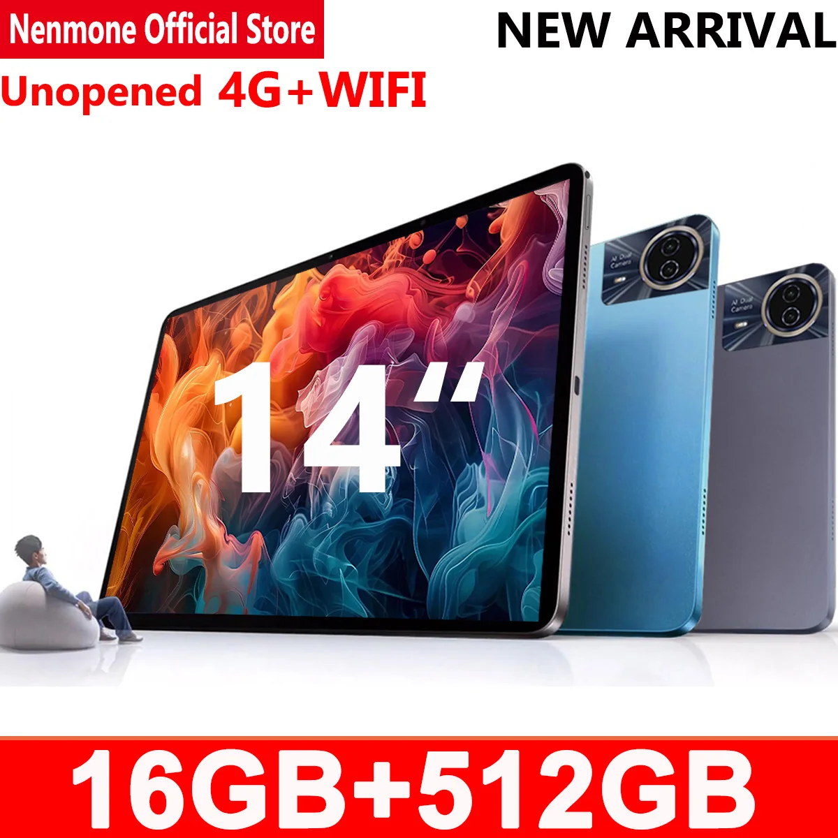 Nenmone Mpad15 14 Inch Tablet Android 14 16GB+512GB 1920*1200 4G Phone Call Tablet 14inch Bluetooth 5G WiFi Pad 12000mAh 32MP