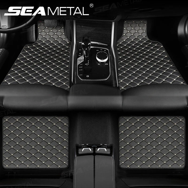 SEAMETAL 4Pcs Car Floor Mats Waterproof Universal Auto Carpet Foot Pad Front/Rear Full Set Wear-Resistant Car Interior Floor Mat