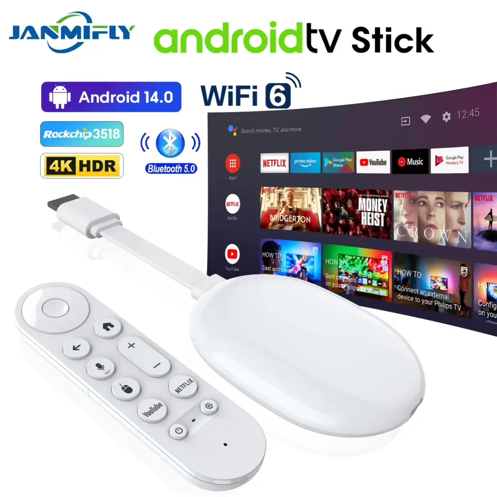 New Mini TV Stick Q2 Ultra WIFI6 BT5.0 4K Ultra HD Android 14 RK3518 Quad Core 2GB RAM 8GB 16GB ROM Home Theater Media Player