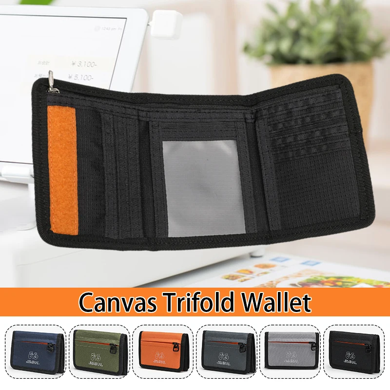 Japanese Style Nylon Trifold Wallet Casual Unisex Young Novelty Money Bag Purse with Zipper Coin ID Card Holder for Men Women